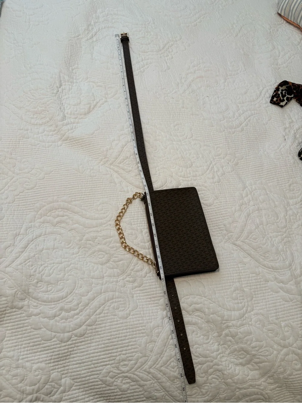 Michael Kors Dark Brown Logo Belt Bag with Gold Chain